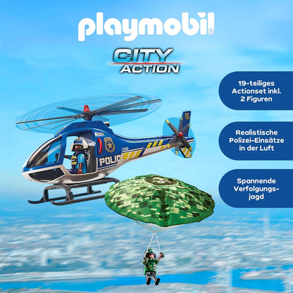 Playmobil City Action Police Helicopter with Parachute and Figures