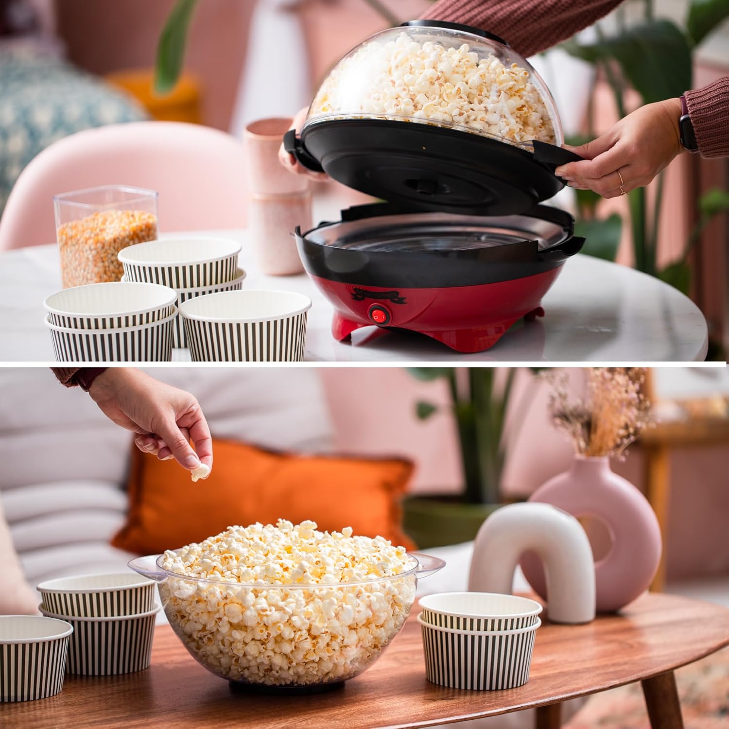 Gadgy Retro Hot Air Popcorn Maker: Oil-Free, Fast, Healthy Snack Appliance