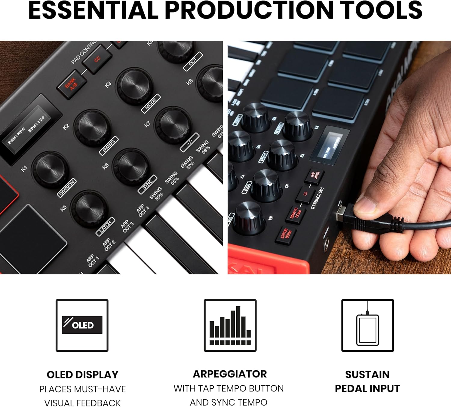 Akai MPK Mini MK3 25-Key USB MIDI Controller Backlit Pads