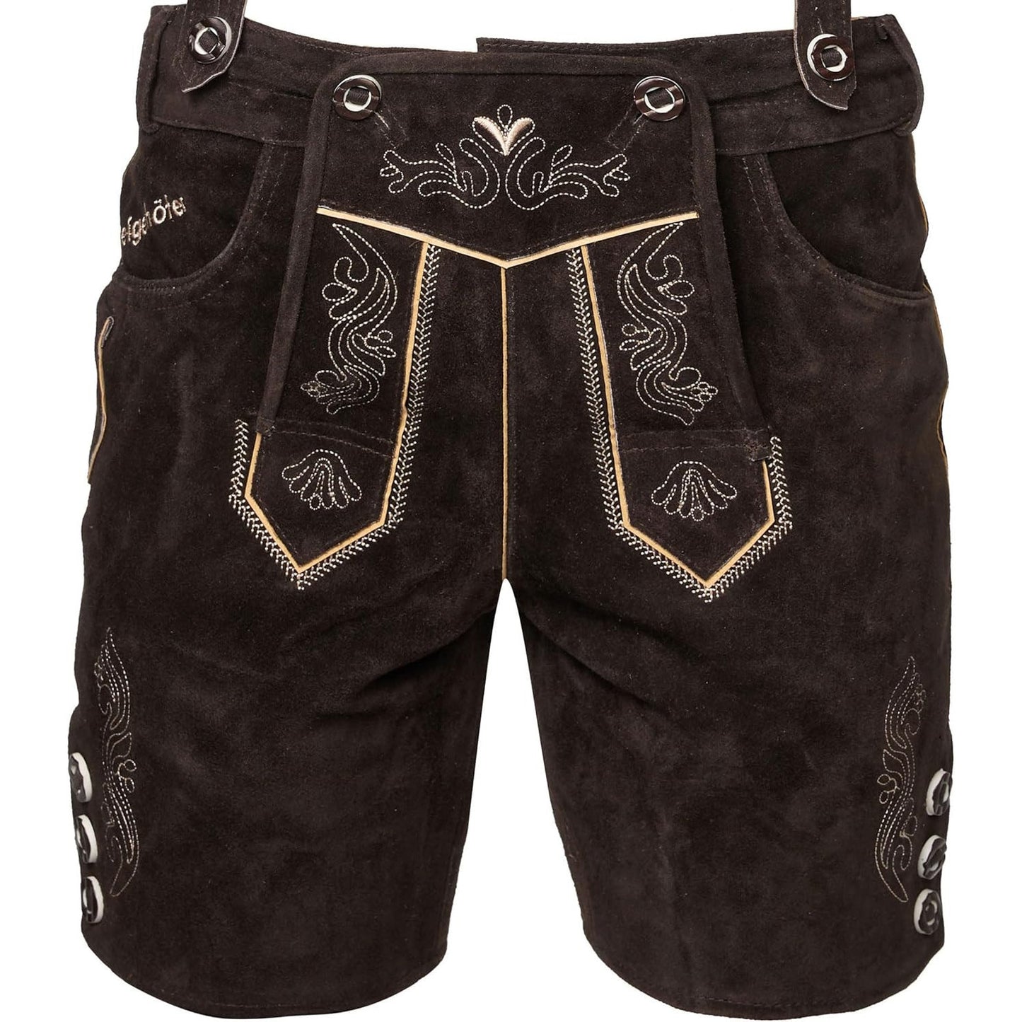 Steigenhöfer Men's Short Leather Trachten Hose with Suspenders