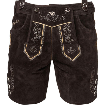 Steigenhöfer Men's Short Leather Trachten Hose with Suspenders