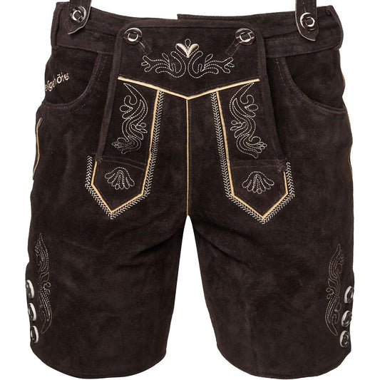 Steigenhöfer Men's Short Leather Trachten Hose with Suspenders