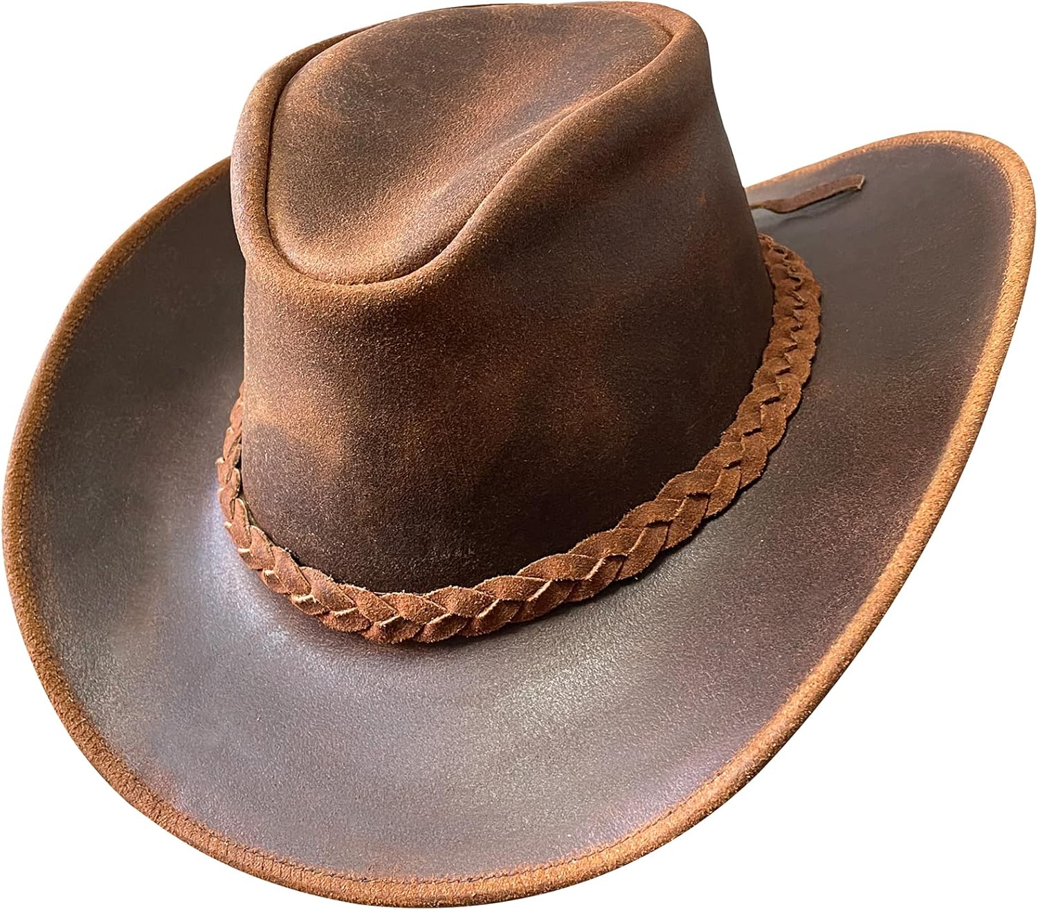 Premium Australian Leather Cowboy Hat with Braided Band