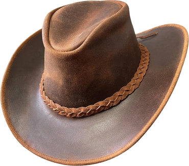Premium Australian Leather Cowboy Hat with Braided Band
