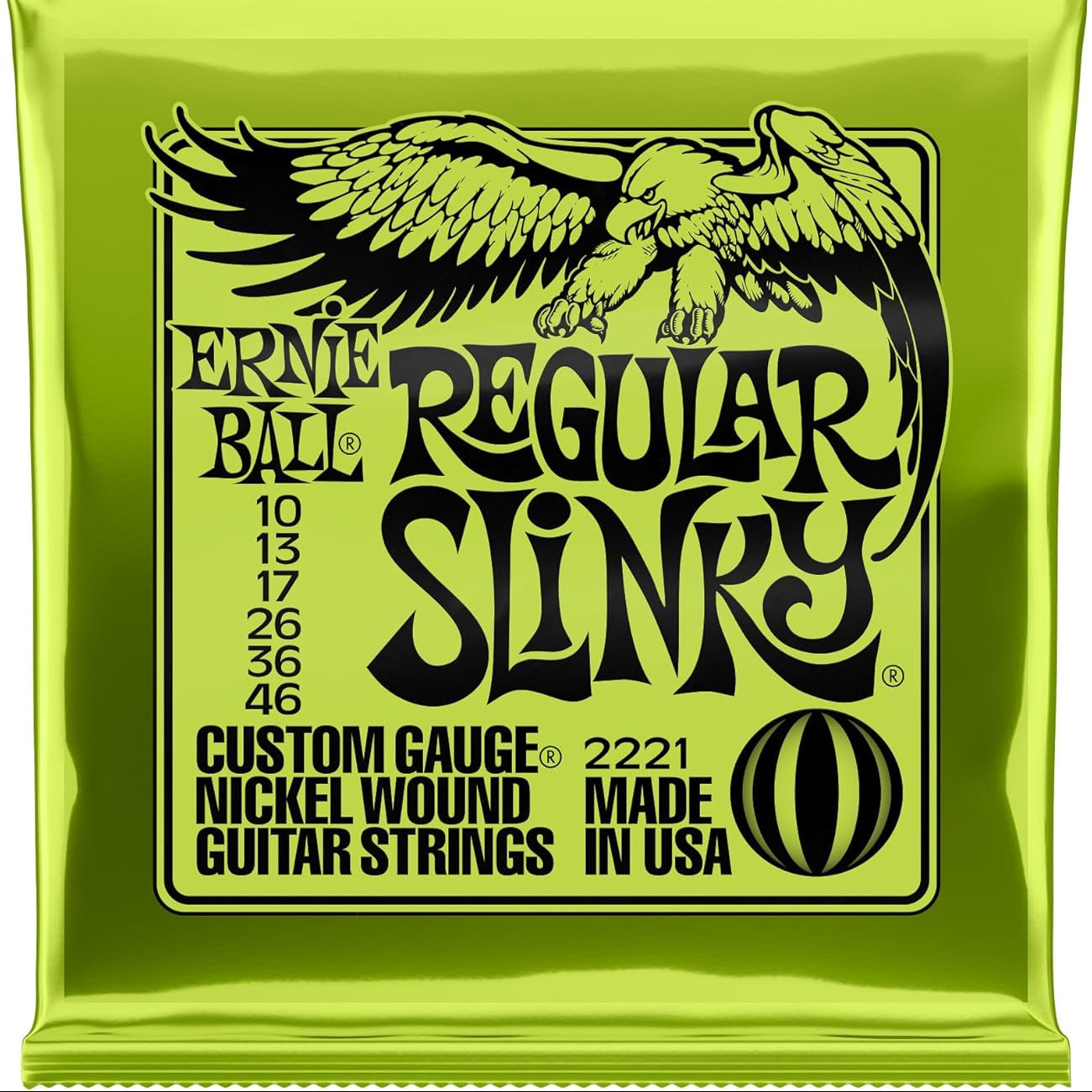 Ernie Ball Regular Slinky Nickel Wound Electric Guitar Strings 10-46