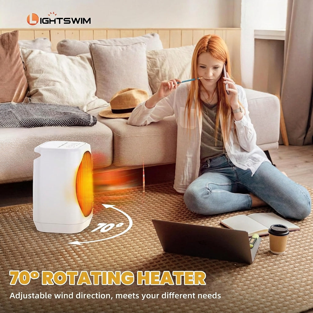 Lightswim QN02 Oscillating Ceramic Fan Heater 1200W White