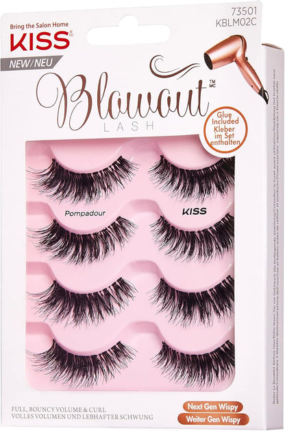 KISS Blowout Lash Collection 4 Pairs Reusable Faux-Mink Eyelash Set with Glue