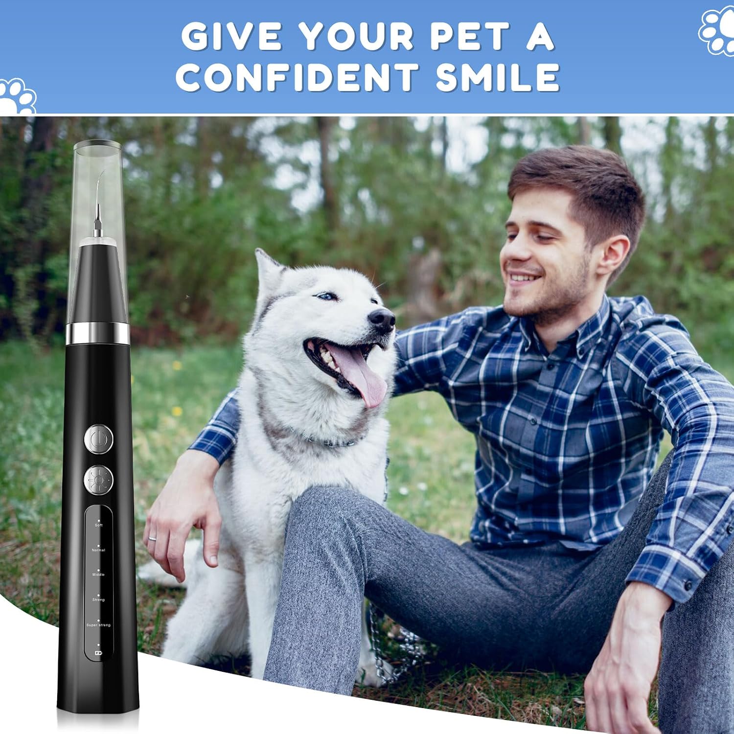 Love begans Ultrasonic Pet Teeth Cleaning Kit with 5 Modes for Dogs and Cats Black JY-C006