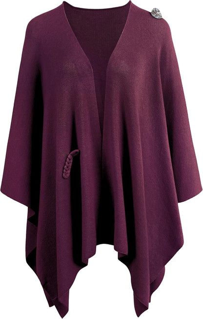 PULI Women's Large Cross Front Poncho Sweater Wrap Topper