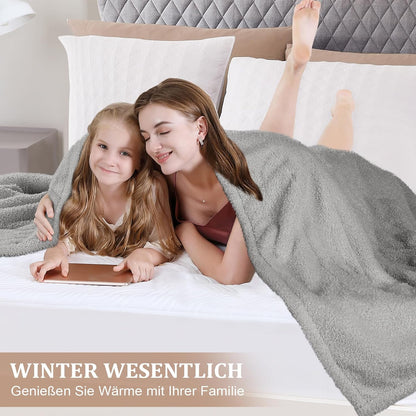 CAROMIO Electric Blanket 130 x 180 cm 6 Heat Settings Auto Shut-Off Grey