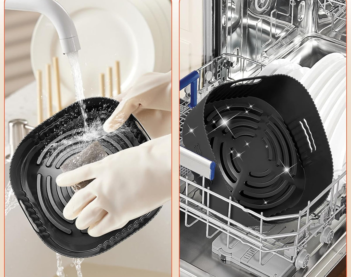 YINGRACE Y009 Silicone Air Fryer Liners 22cm Black 2-Pack