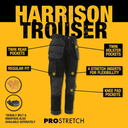 DEWALT Harrison Men's Stretch Work Trousers with Reinforced Knees