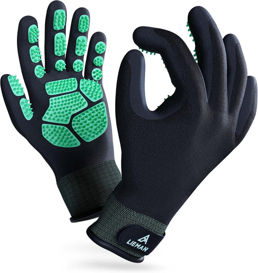 LIEMAN One-Size Silicone Pet Grooming Glove for Cats and Dogs