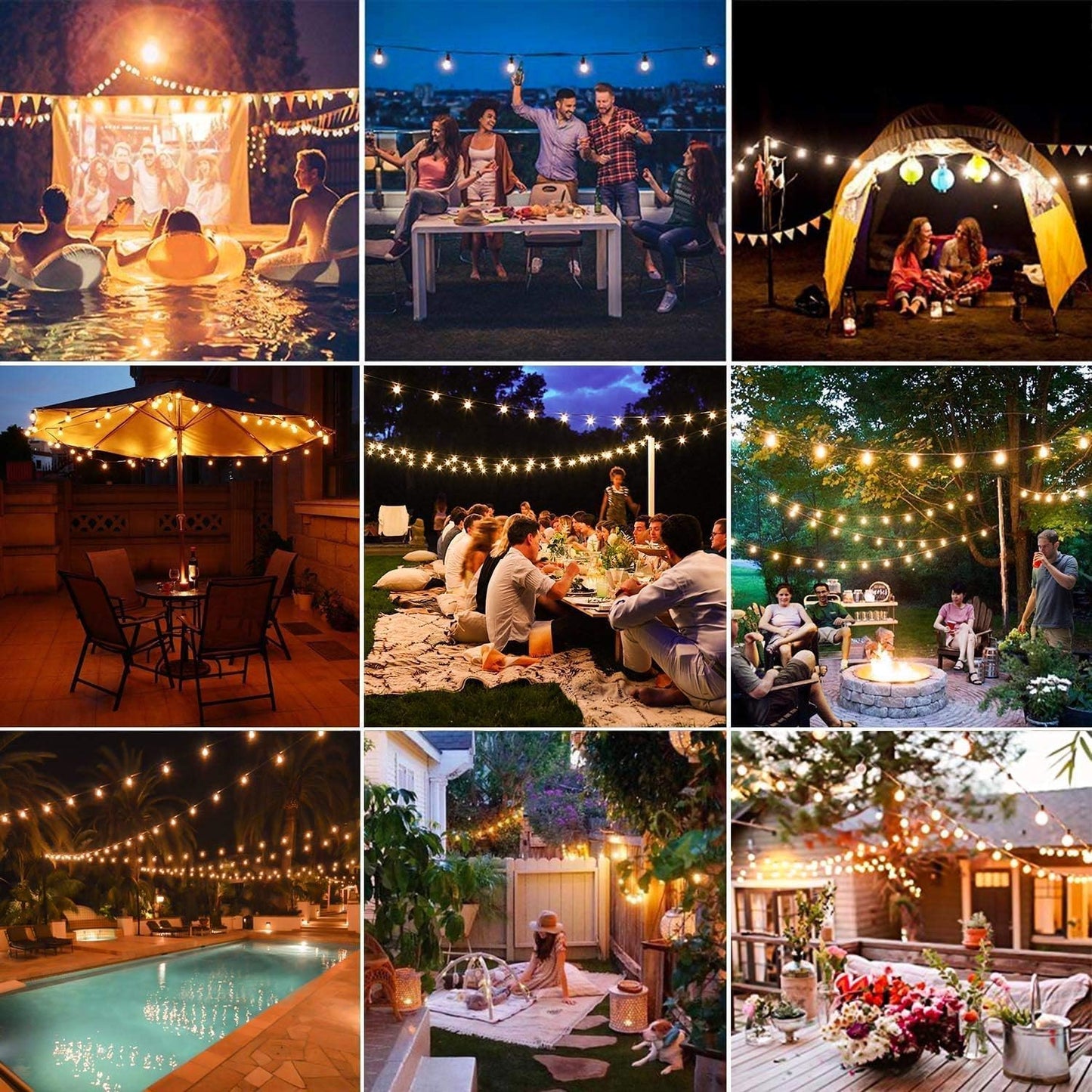Avoalre 18+3M Outdoor String Lights 30+3 LED G40 Bulbs 8 Modes Timer IP44 Waterproof Warm White