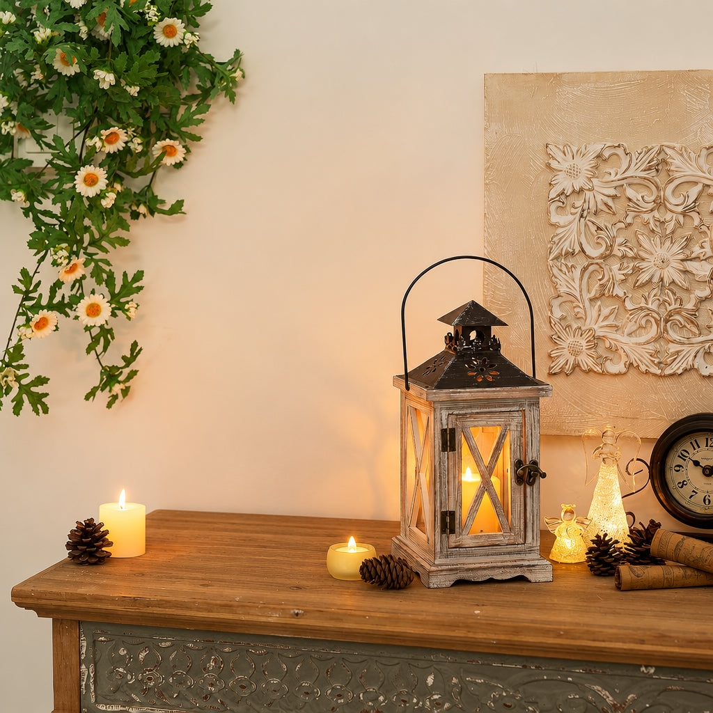 Romadedi Wooden Lantern Candle Holder