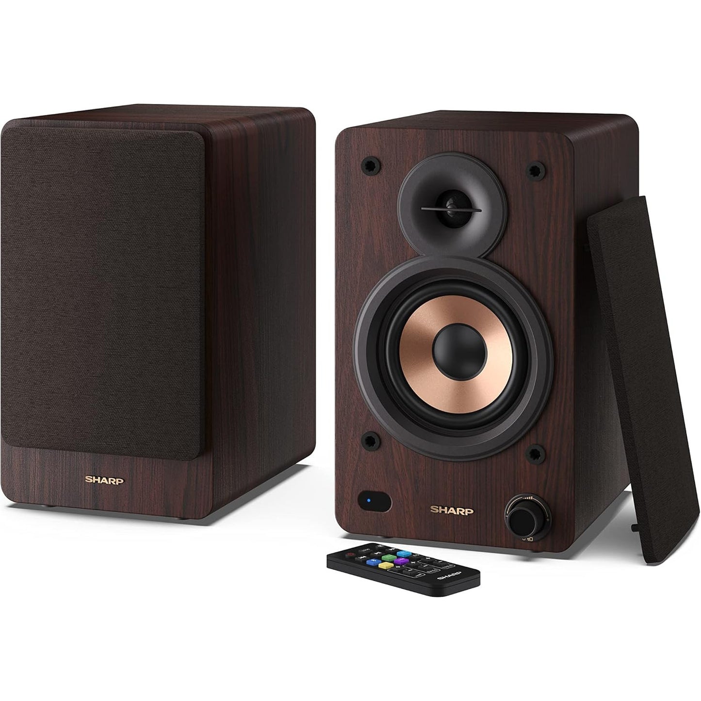 Sharp CP-SS30 Brown 60W RMS 2‑Way Active Bookshelf Speakers