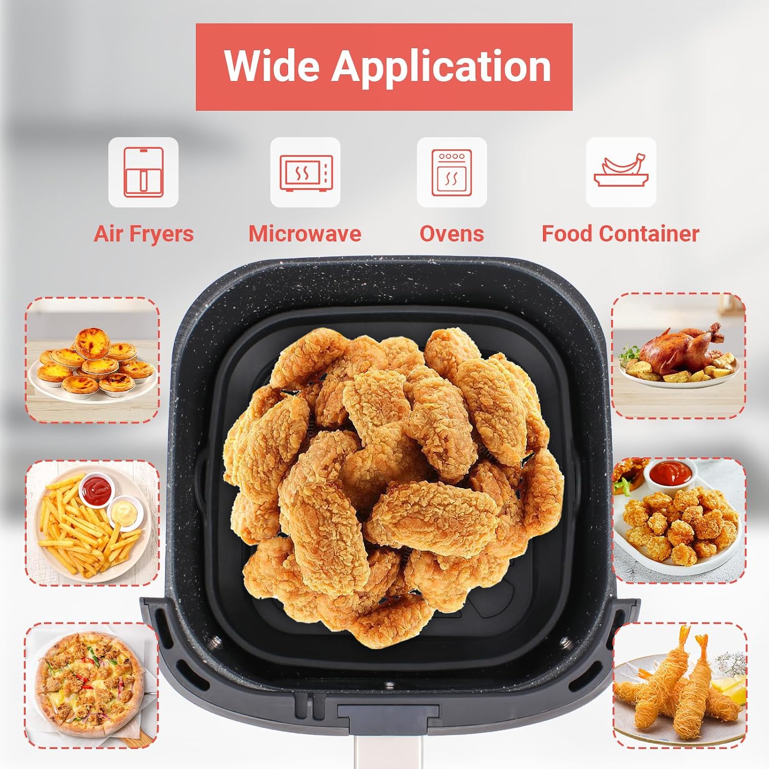 Alyvisun Silicone Air Fryer Liner Set 2-Piece 21 cm Reusable Foldable