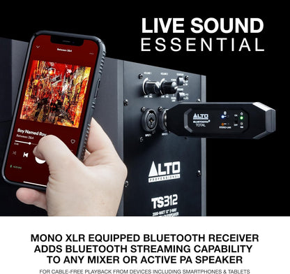 ALTO Bluetooth Total 2 XLR Equipped Rechargeable Bluetooth Receiver for Mixing Desk Audio Mixer Setups and Active PA Systems