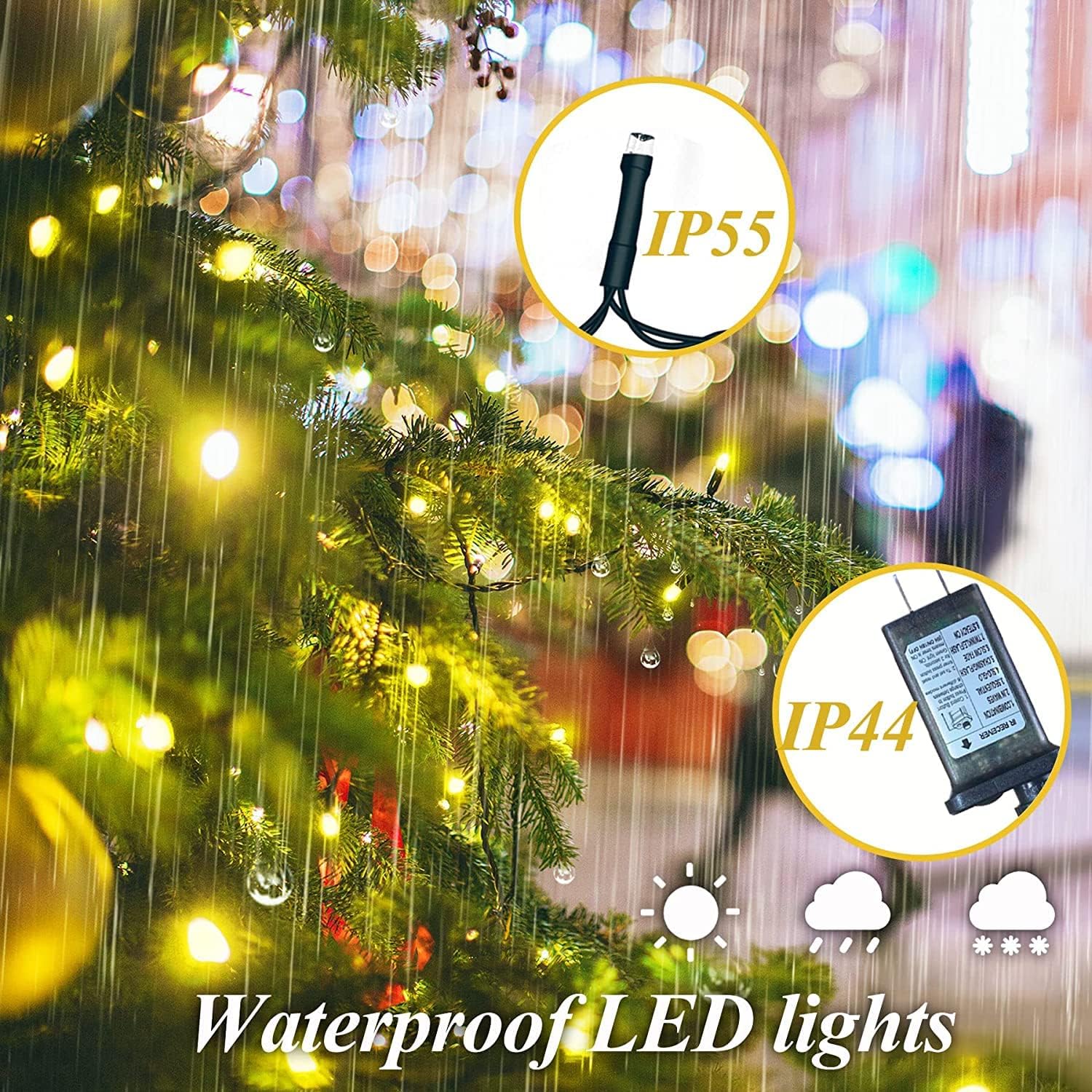 Locinoe 400 LED Christmas Tree Lights 2M x 16 Lines 8 Modes IP44 Waterproof Multicolor