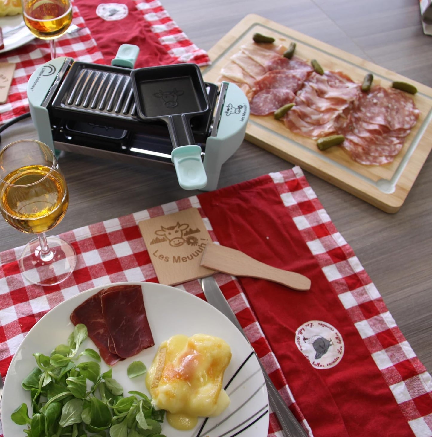 LITTLE BALANCE Dual Raclette Grill, Compact 320W Removable Surface