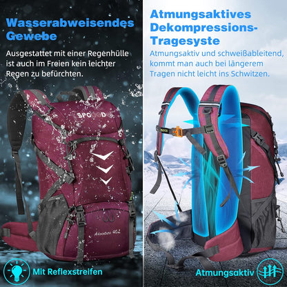 SPGOOD Unisex Waterproof Hiking Backpack 50L Large Capacity