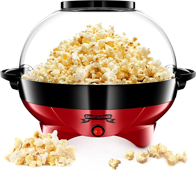 Gadgy Retro Hot Air Popcorn Maker: Oil-Free, Fast, Healthy Snack Appliance