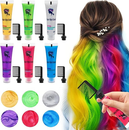 Byhoo Temporary Hair Color Comb 6-Pack Multicolor