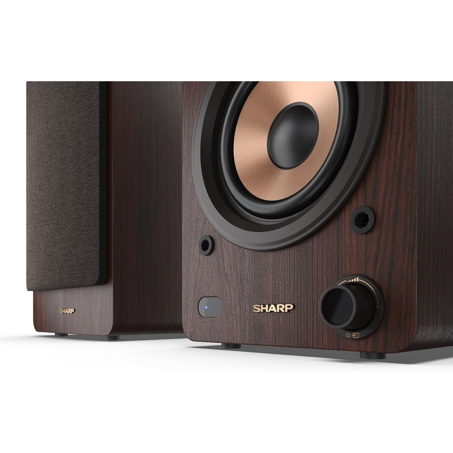 Sharp CP-SS30 Brown 60W RMS 2‑Way Active Bookshelf Speakers