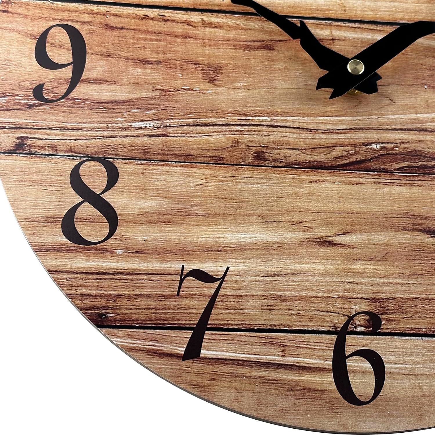 Plumeet 12'' Frameless Wooden Wall Clock Silent Quartz Brown