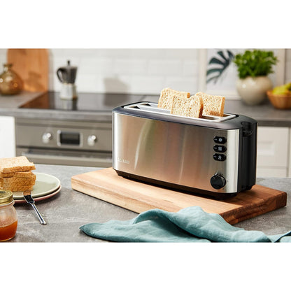 Severin 2509 Automatic 4‑Slice Long Slot Stainless Steel Toaster Silver