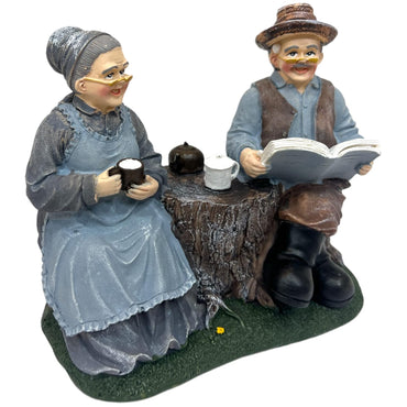 AUGEN Polyresin Old Couple Decorative Idol Statue Home Décor