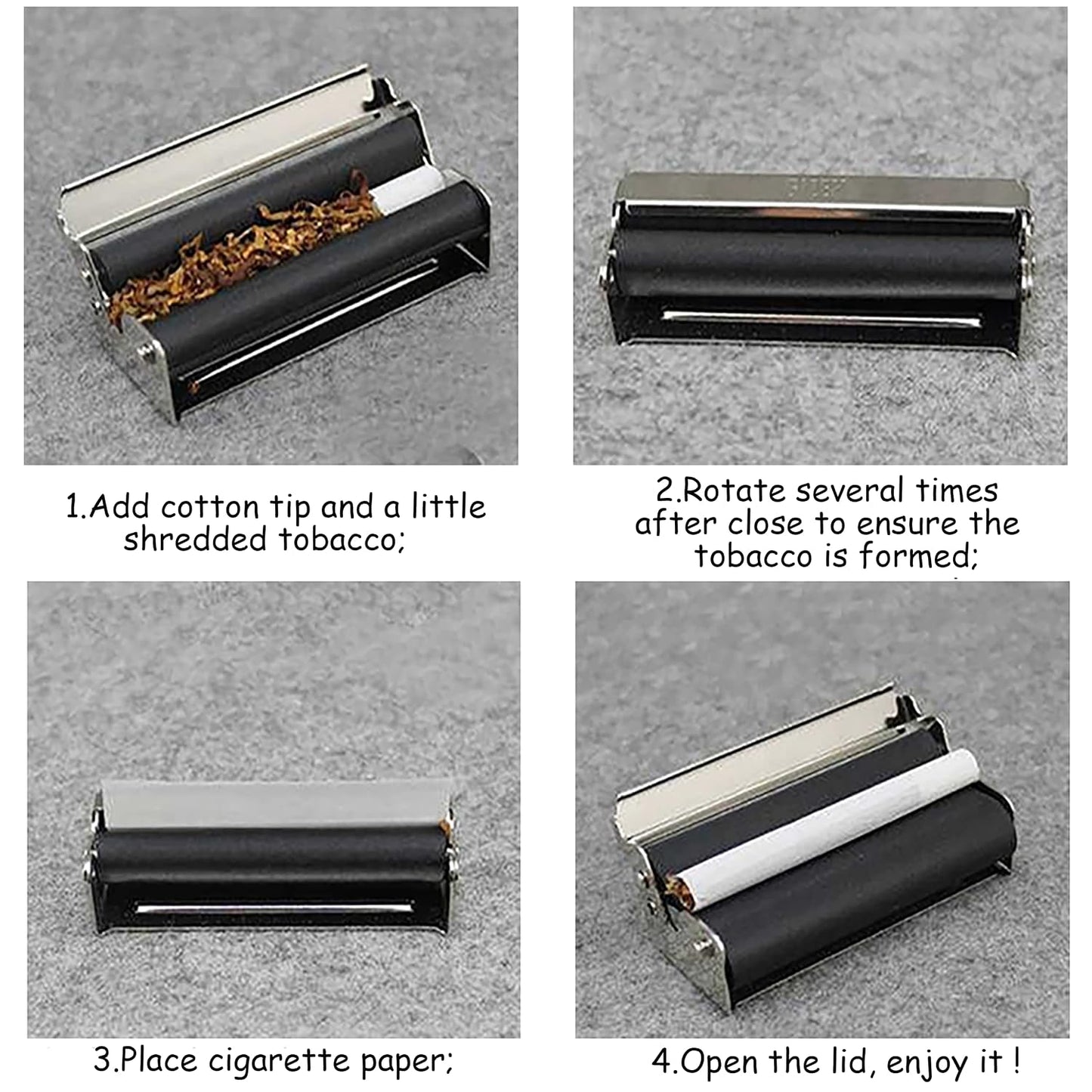 IRYNA Manual Tobacco Rolling Machine 70mm Stainless Steel Cigarette Roller