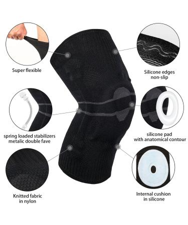 Milaiun Knee Brace 1pair In Black & Grey