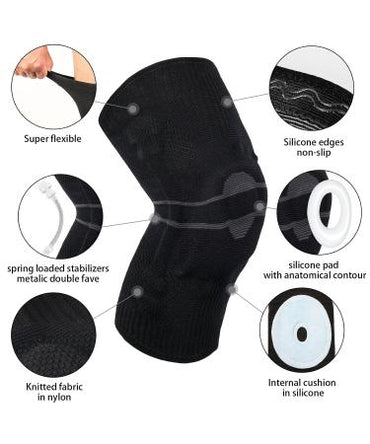 Milaiun Knee Brace 1pair In Black & Grey