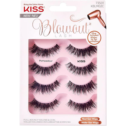 KISS Blowout Lash Collection 4 Pairs Reusable Faux-Mink Eyelash Set with Glue
