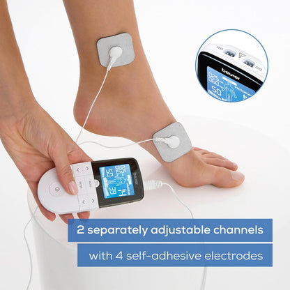 Beurer EM 49 Digital TENS EMS Unit: Pain Relief, Muscle Training, Massage, Electrodes