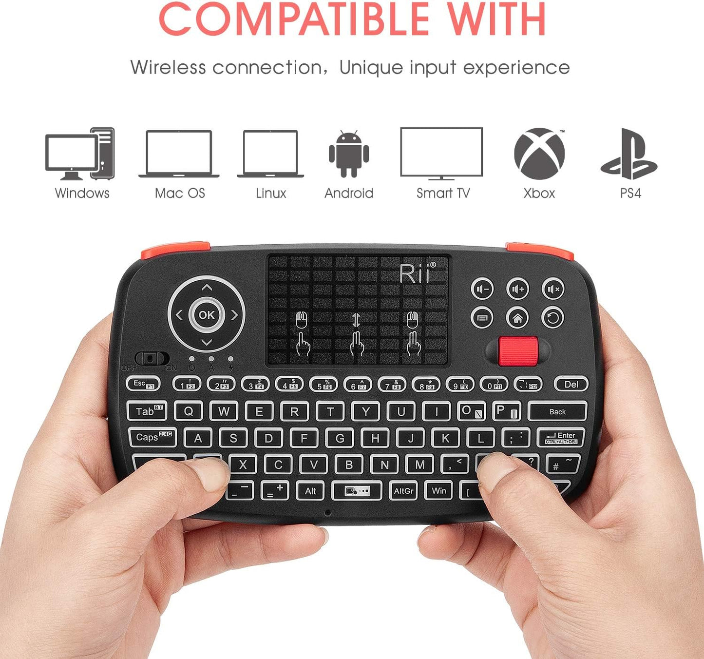 Rii i4 Dual Mode Wireless Multimedia Keyboard with Touchpad