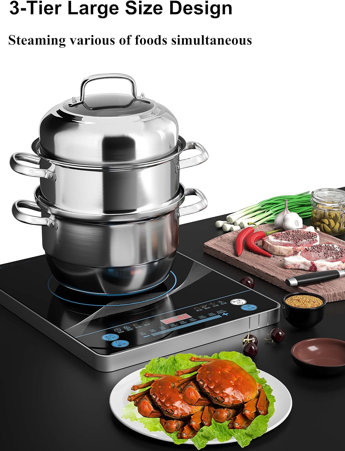 VENTION 3 Tier Stainless Steel Steamer Pot 11 Inch