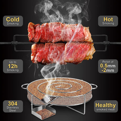 FunkySun Premium Round Cold Smoke Generator Stainless Steel 20x20x5cm