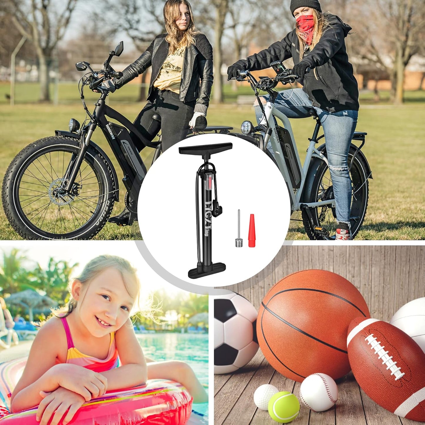 LYGZTing 160psi Dual Valve Bicycle Floor Pump – Portable Compact Design