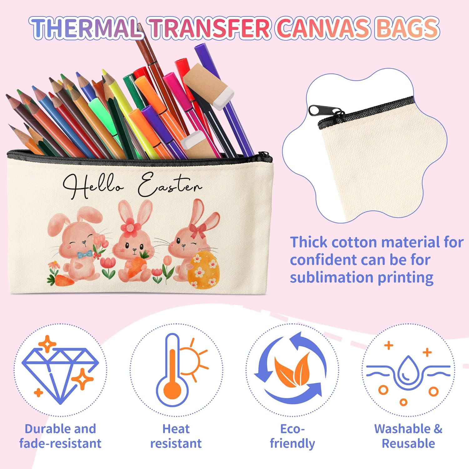 Wusboo 24‑Piece Canvas Tote Pencil Case DIY Craft Kit