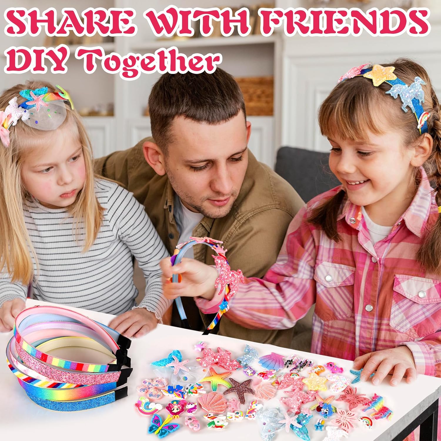 ZLPBAO 49-Piece Kids DIY Hair Accessory Craft Kit for Girls