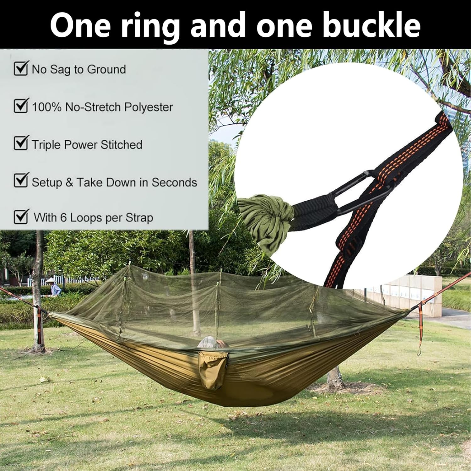 Heavy Duty Hammock Straps 2-Pack with Carabiners, 6.5 ft Adjustable