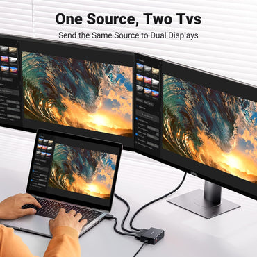 UGREEN 90513 1 in 2 Out 4K@60Hz HDMI Splitter for Dual Monitors Black