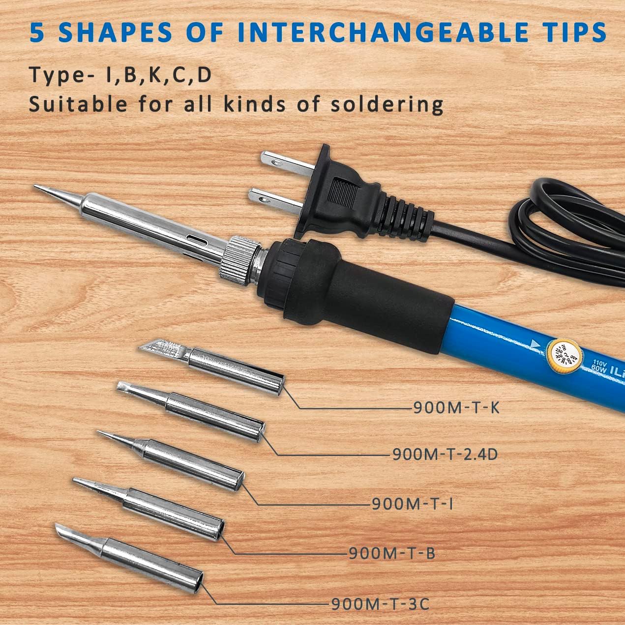 ILIBILIB 60W Adjustable Temperature Soldering Iron Kit with 5 Tips