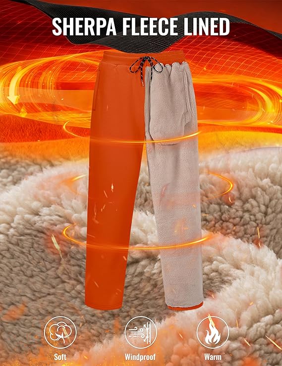 TACVASEN Men's Sherpa Lined Winter Warm Thermal Fleece Jogging Sweatpants with Pockets