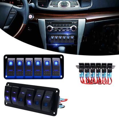 Geloo 6 Gang Rocker Switch Panel for 12V/24V Marine Car RV