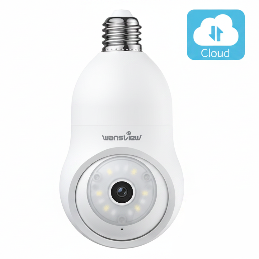 Wansview G6 2K Light Bulb Camera 365° Pan 55° Tilt Color Night Vision IP63 Two-Way Audio