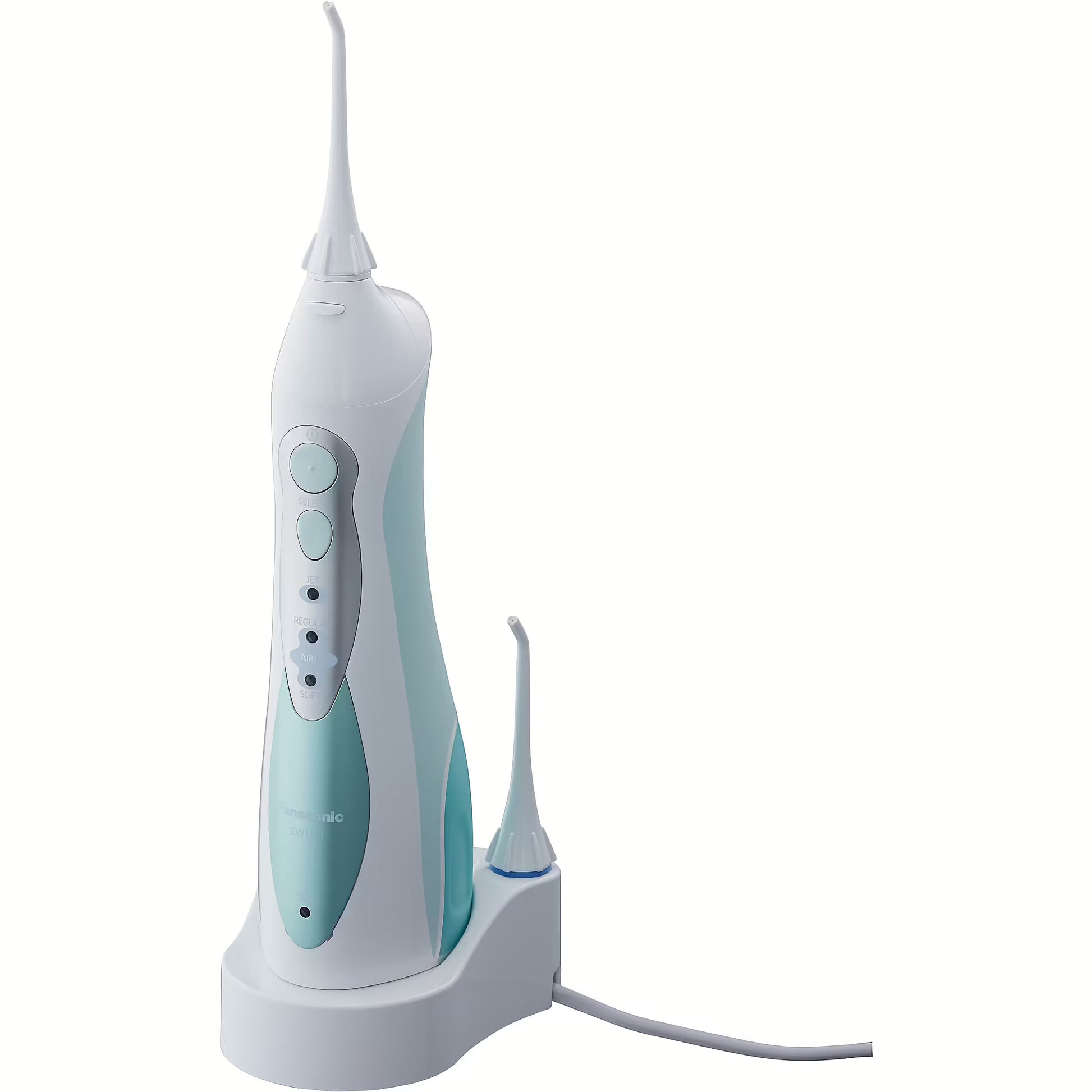 Panasonic Cordless Portable Oral Irrigator, 130ml Water Flosser, 4 Nozzles, White/Blue