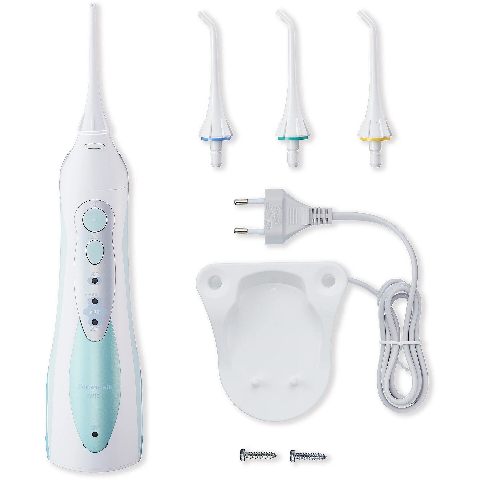 Panasonic Cordless Portable Oral Irrigator, 130ml Water Flosser, 4 Nozzles, White/Blue